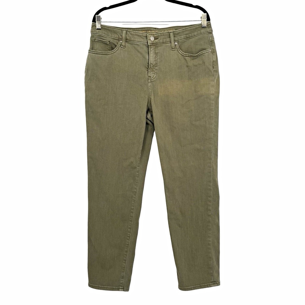 Chico's So Slimming Girlfriend Jeans Size 2R Olive Green Slim Ankle Stretch